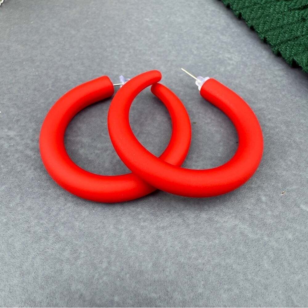 Bold Red Hoop Earrings